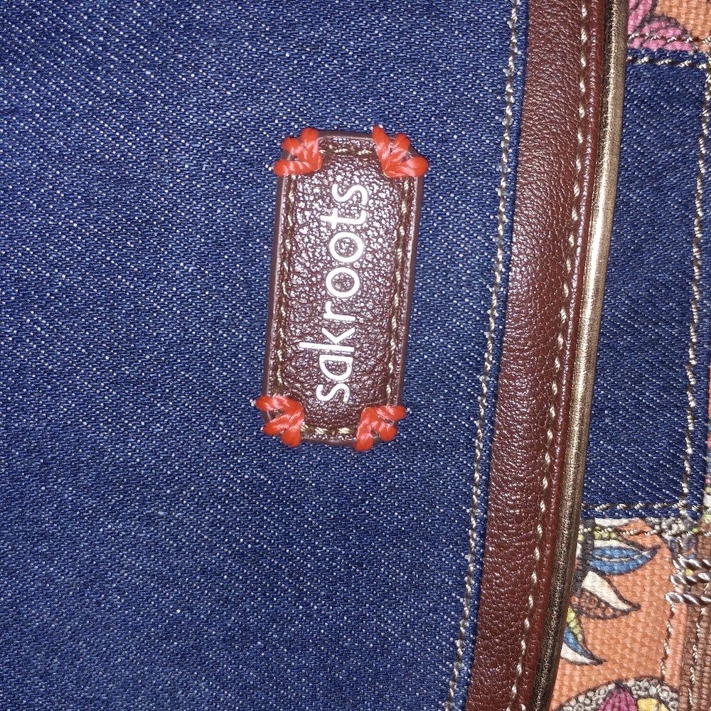 Sakroots | Blue Orange Boho Owl Patchwork Denim C… - image 6